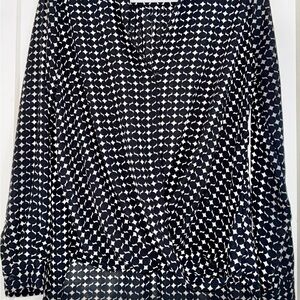 Pleione Black and Cream Patterned Blouse